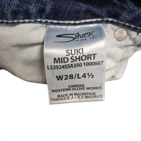 Silver Jeans Suki Mid Rise Shorts Womens 28 Blue Stretch Denim Faded Curvy Fit - Picture 6 of 8